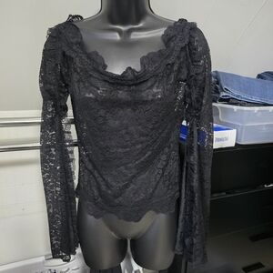 Dark in Love- Black, lace, off shoulder, bell sleeve blouse- Sz XL- NWT